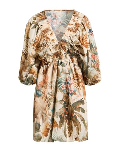 Angela Davis Woman Mini Dress Beige Size M Cotton In Multi