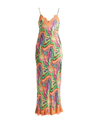 Pink Memories Woman Maxi Dress Orange Size 6 Viscose, Cotton, Polyamide In Orange