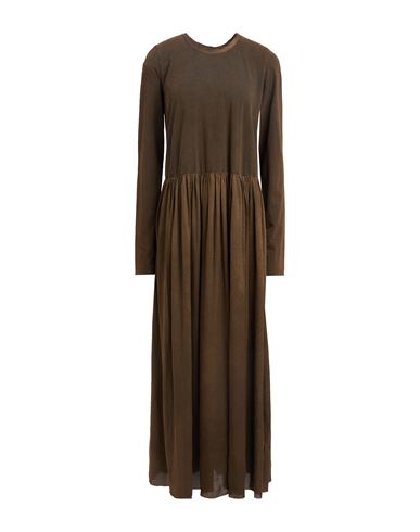 Uma Wang Woman Maxi Dress Brown Size L Cotton, Elastane, Silk In Brown