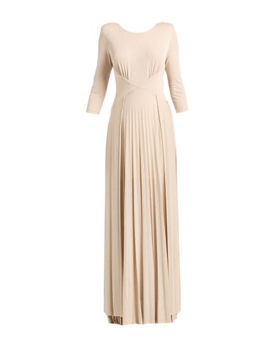 Liu •jo Woman Maxi Dress Sand Size 8 Viscose, Polyamide, Polyester, Elastane In Neutral