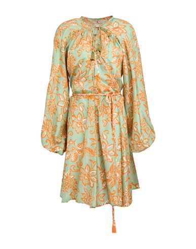 Hannah Woman Mini Dress Sage Green Size 3 Silk In Animal Print