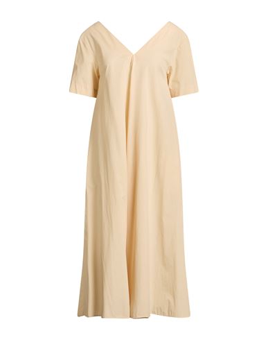 Ottod'ame Woman Midi Dress Beige Size 10 Cotton In Neutral