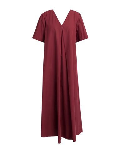 Ottod'ame Woman Midi Dress Burgundy Size 10 Cotton In Brown
