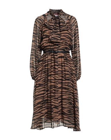 Max Mara Studio Woman Midi Dress Camel Size 8 Silk In Brown
