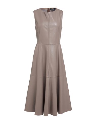 Icona By Kaos Woman Midi Dress Taupe Size 10 Polyurethane, Polyester In Animal Print