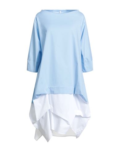 Corinna Caon Woman Midi Dress Sky Blue Size M Cotton, Elastane In Blue
