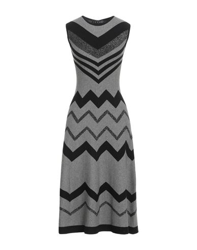 Icona By Kaos Woman Midi Dress Grey Size L Viscose, Polyester, Metallic Fiber, Polyamide In Gray