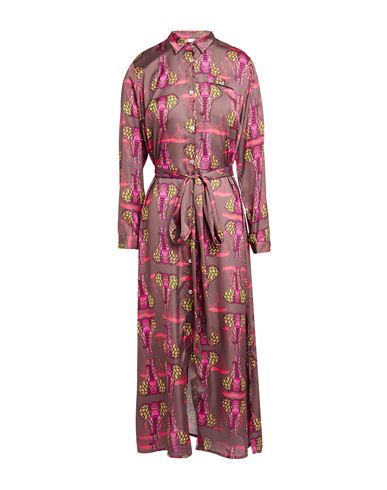 Il The' Delle 5 Woman Maxi Dress Chocolate Brown Size 6 Polyester In Multi