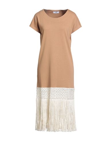 Jijil Woman Midi Dress Camel Size 8 Cotton, Polyester In Multi