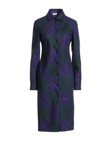 Burberry Long Sleeved Checked Shirt Dress In Purple