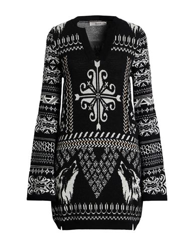 Akep Woman Mini Dress Black Size M Merino Wool, Acrylic, Textile Fibers, Wool, Alpaca Wool