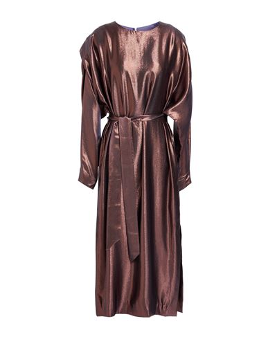 Indress Woman Midi Dress Bronze Size 1 Silk, Polyester In Brown
