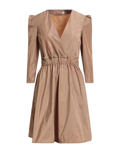 Twinset Woman Mini Dress Camel Size 4 Polyester In Brown