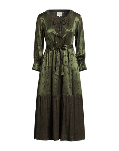 Alessia Santi Woman Midi Dress Military Green Size 8 Viscose, Polyester In Green
