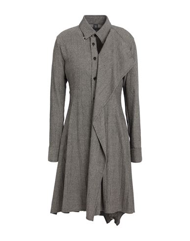 Y's Yohji Yamamoto Woman Midi Dress Grey Size 3 Wool, Polyurethane, Nylon In Gray