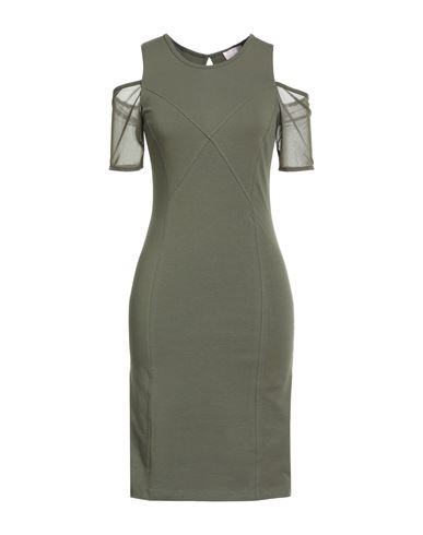 Liu •jo Better Woman Mini Dress Military Green Size Xs Cotton, Elastane In Green