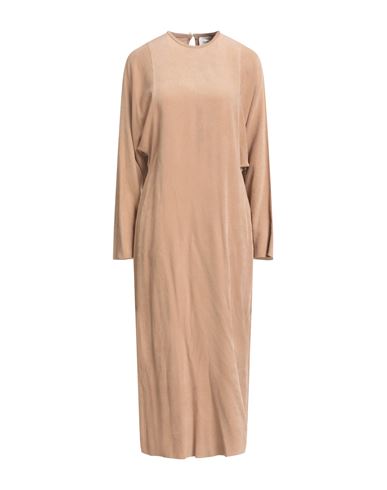 Alysi Crème Woman Midi Dress Camel Size 6 Viscose, Cotton In Neutral