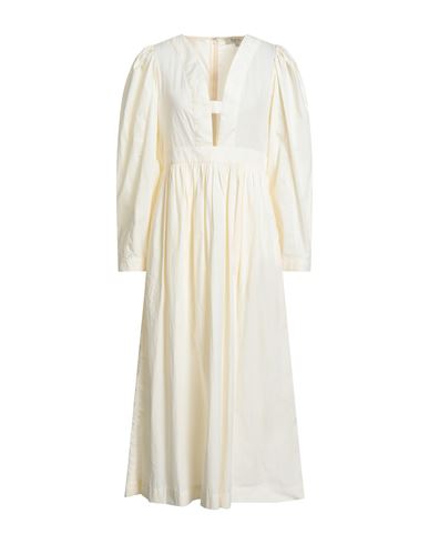 Sea Woman Midi Dress Cream Size L Cotton In White