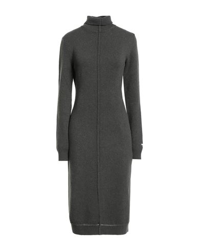 Fendi Woman Midi Dress Military Green Size 4 Cashmere, Elastane, Viscose In Gray