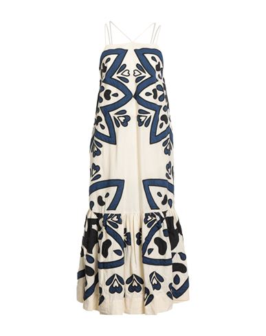 Sea Woman Midi Dress Ivory Size M Cotton, Linen In White
