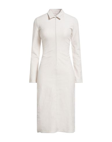 Samsoe & Samsoe Samsøe Φ Samsøe Woman Midi Dress Beige Size Xs Linen, Polyester, Ecovero Viscose, Elastane In White