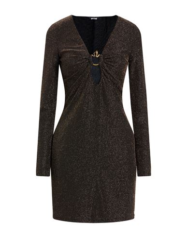 Just Cavalli Woman Mini Dress Gold Size 10 Polyester, Metallic Polyester, Elastane In Brown