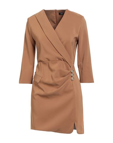 Relish Woman Mini Dress Camel Size 8 Polyester, Elastane In Brown