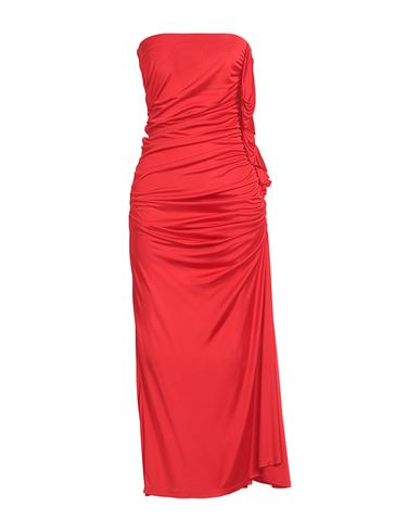 Az Factory Woman Midi Dress Red Size 8 Viscose In White