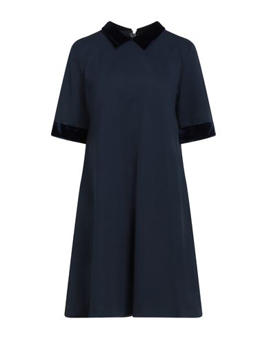 Caliban Woman Mini Dress Navy Size 10 Viscose, Nylon, Elastane, Polyester In Blue