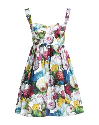 Dolce & Gabbana Woman Mini Dress White Size 10 Cotton In Multi