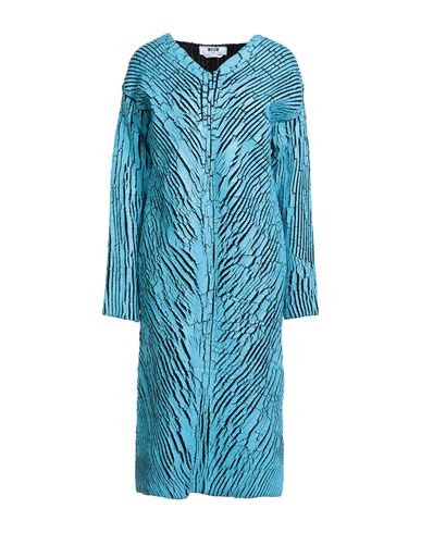 Msgm Woman Midi Dress Azure Size S Virgin Wool, Acrylic In Blue