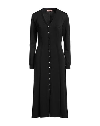 Twinset Woman Midi Dress Black Size S Viscose, Polyamide, Elastane In Black