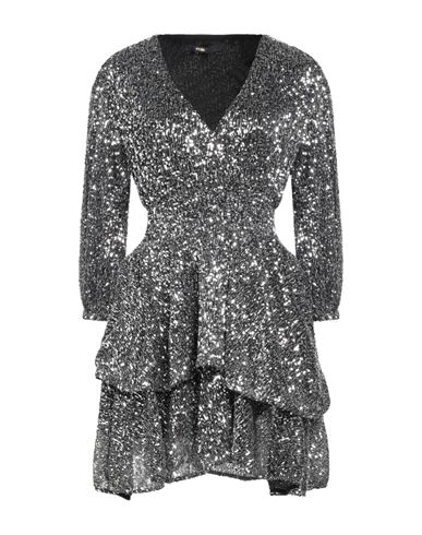 Maje Woman Mini Dress Silver Size 6 Recycled Polyester, Metallic Fiber In Black