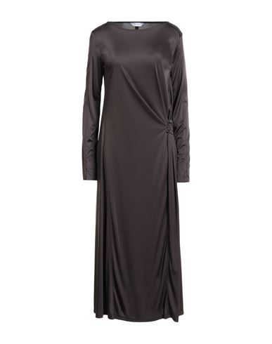 Max Mara Leisure Woman Midi Dress Dark Brown Size L Triacetate, Polyester In Black