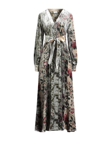 Pierre-louis Mascia Woman Maxi Dress Light Grey Size L Viscose, Silk In Multi
