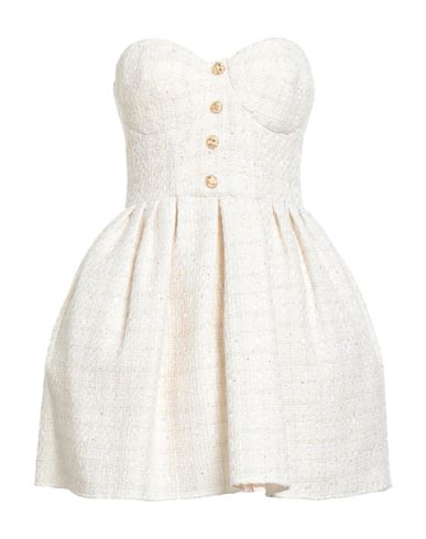 Elisabetta Franchi Woman Mini Dress Off White Size 6 Cotton, Acrylic, Polyester, Synthetic Fibers, M In White