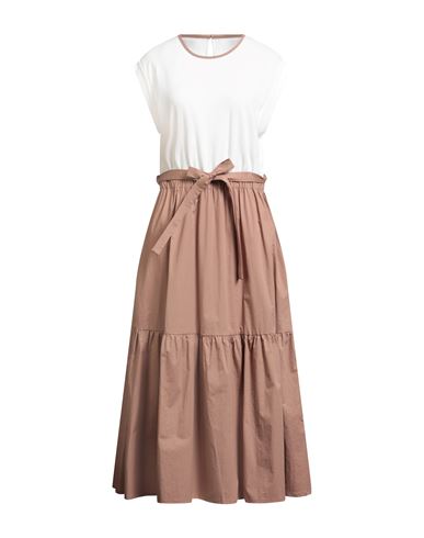 Peserico Woman Maxi Dress Light Brown Size 14 Cotton, Elastane, Polyamide In Brown