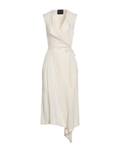 Soko Ni Inai Woman Midi Dress Ivory Size M Linen In Neutral