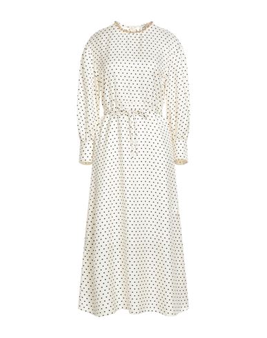 Sandro Woman Midi Dress Off White Size 8 Viscose, Silk In White