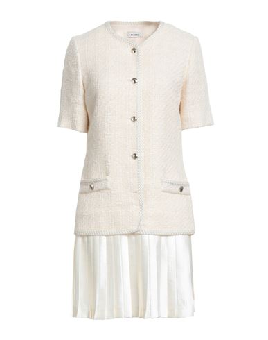 Sandro Woman Mini Dress Cream Size 10 Cotton, Alpaca Wool, Virgin Wool, Polyamide, Modal In White