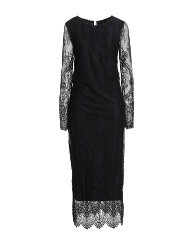 Tensione In Woman Maxi Dress Midnight Blue Size S Polyamide, Cotton In Black