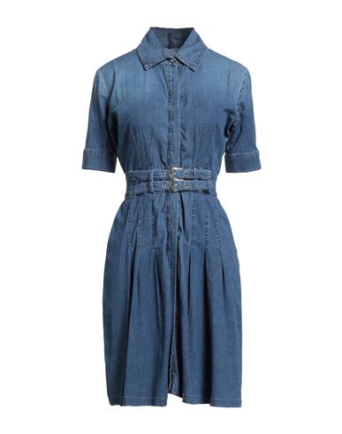 Liu •jo Woman Mini Dress Blue Size 10 Cotton, Elastane In Blue