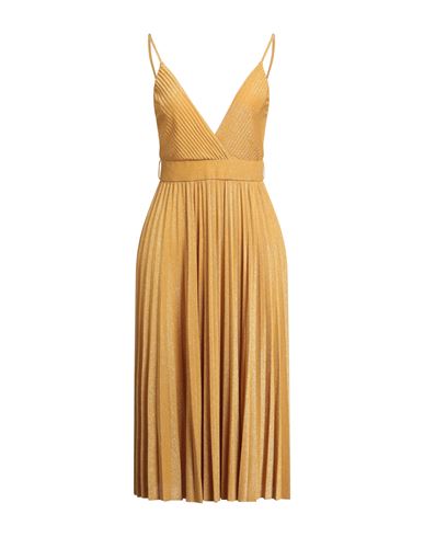 Liu •jo Woman Midi Dress Marigold Size 8 Viscose, Polyamide, Polyester, Elastane In Yellow