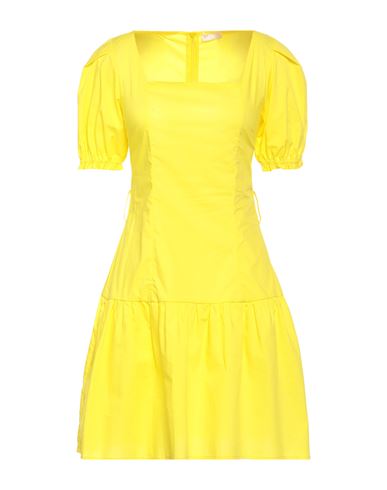 Liu •jo Better Woman Mini Dress Yellow Size 10 Cotton In Yellow