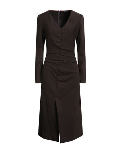 Maliparmi Malìparmi Woman Midi Dress Dark Brown Size 8 Viscose, Nylon, Elastane In Multi