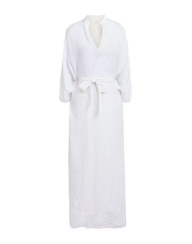 120% Lino Woman Maxi Dress White Size L Linen