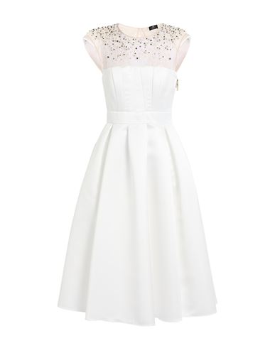 Elisabetta Franchi Woman Midi Dress White Size 4 Polyester, Polyamide