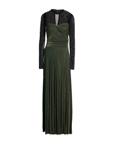Kaos Woman Maxi Dress Military Green Size 12 Polyester, Viscose, Polyamide, Metallic Polyester, Elas In Green