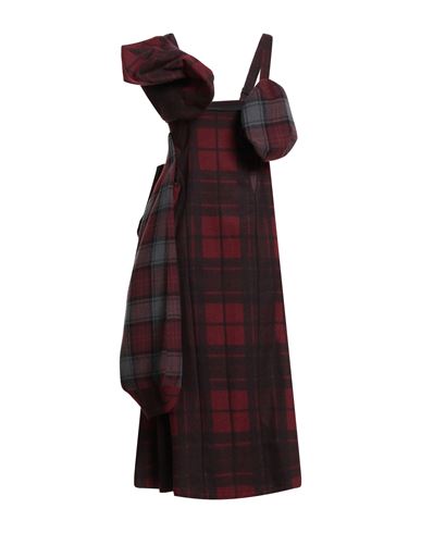 Yohji Yamamoto Collections Woman Midi Dress Burgundy Size 2 Wool, Nylon, Acrylic, Polyester In Brown