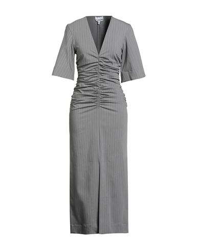 Ganni Woman Maxi Dress Grey Size 4 Ecovero Viscose, Recycled Polyester, Elastane, Polyester In Gray